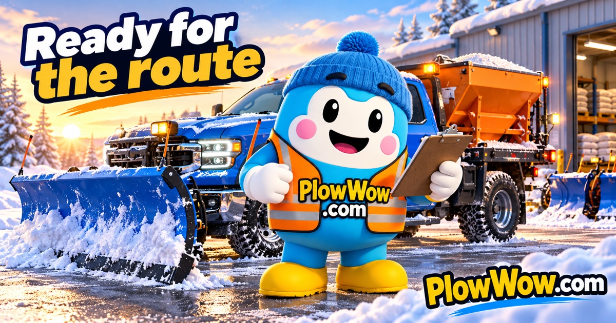 Wow, the PlowWow mascot, in a branded operator readiness concept scene