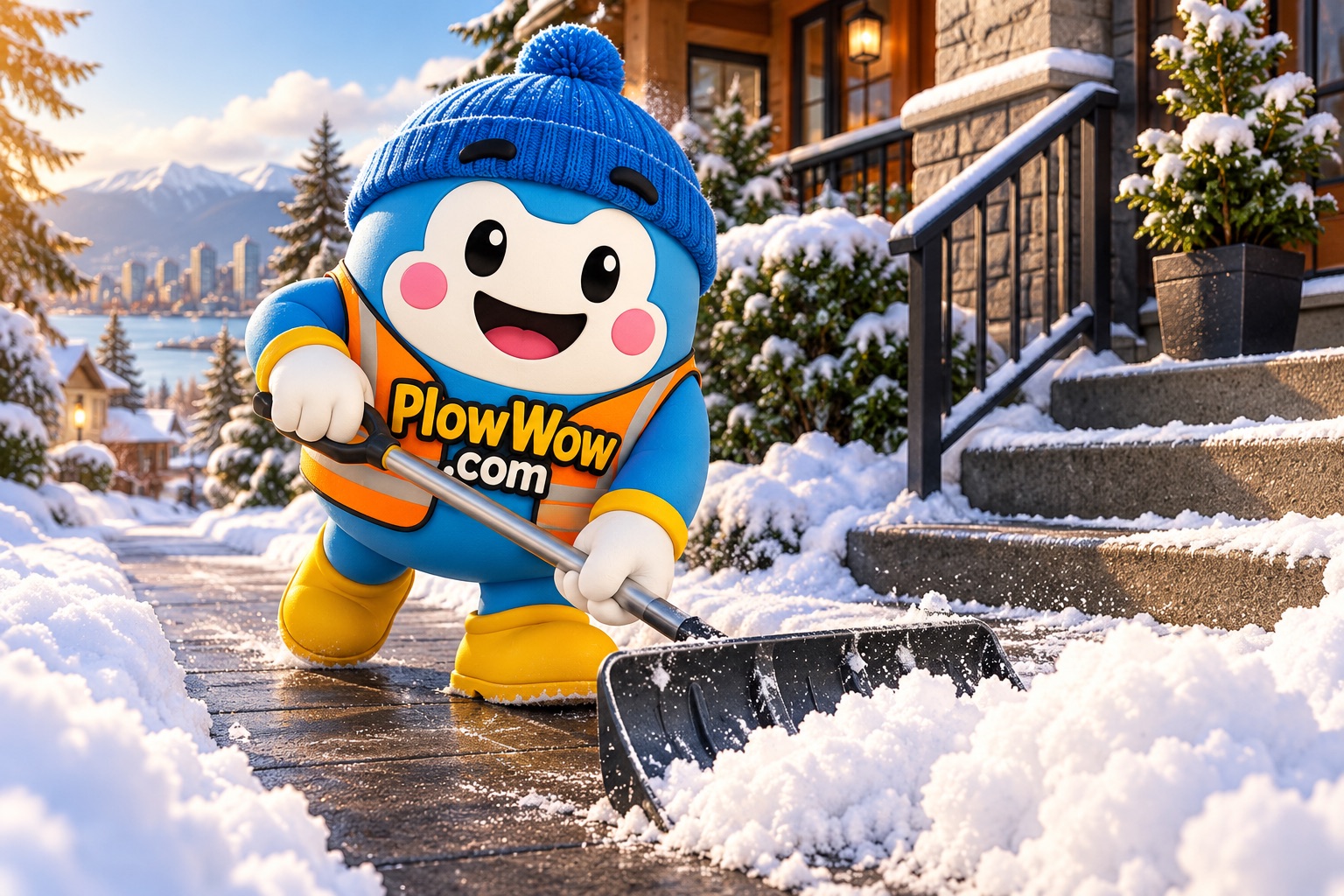 Wow shovelling a sidewalk and front steps